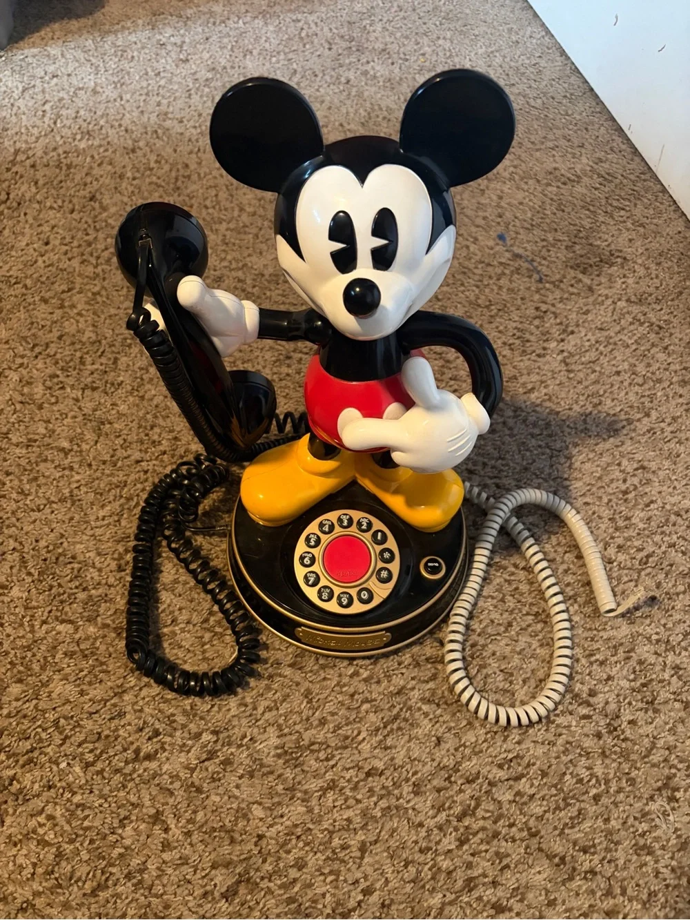 Mickey Mouse Retro Rotary Telephone - Black, Red, Yellow, White